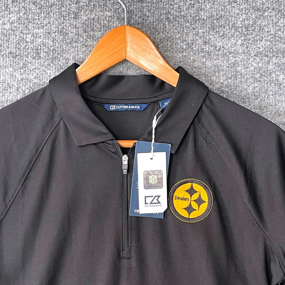 Cutter & Buck Pittsburgh Steelers Forge Color Rush 1/4 Zip Polo Black Womens M